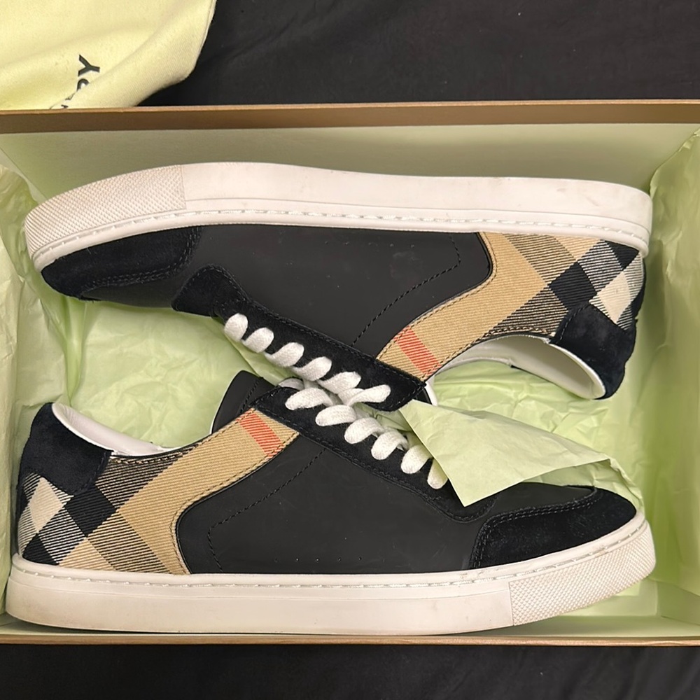 Burberry Black and Beige Checkered Men's Sneakers